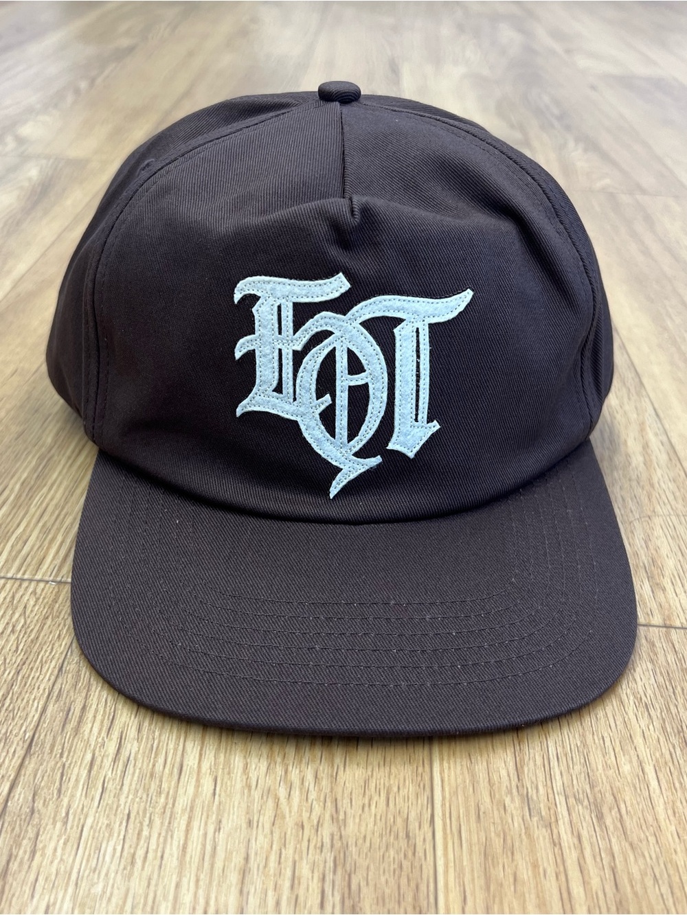 Black Baseball Cap with White Gothic Embroidery